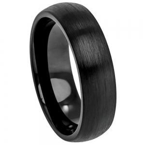 Brushed Black IP Plated Classic Domed Band- 6MM Band